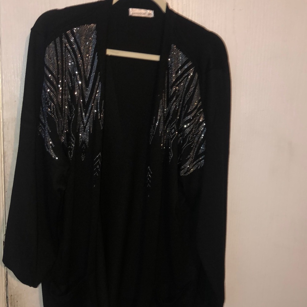 89 Madison black cardigan open front new size 2x